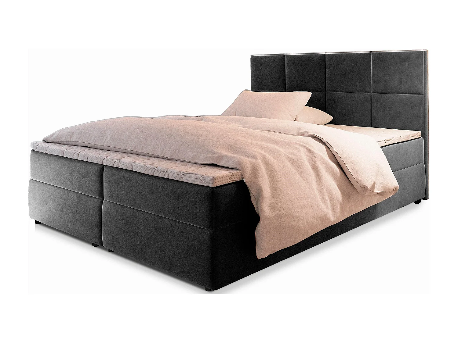 Boxspringbed LENA 140x200 cm Set met hoofdbord, bedbodem en matras, Grijs