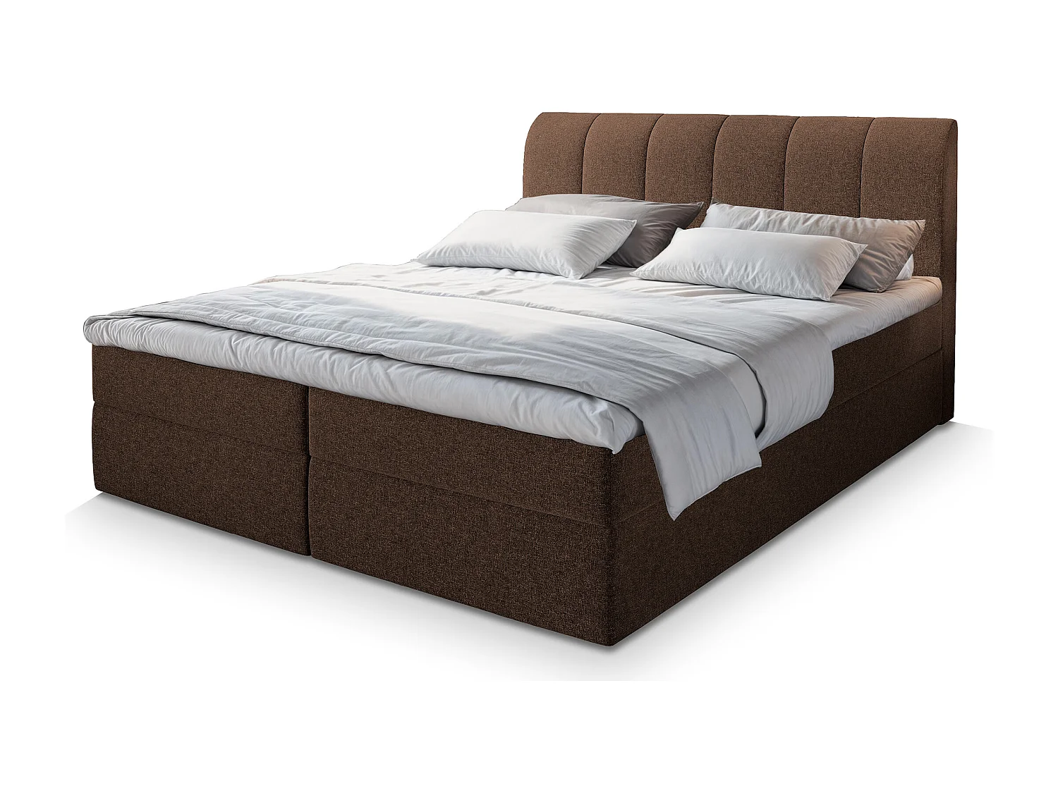 Boxspringbed CEVANO 160x200 cm Set met hoofdbord, bedbodem en matras, Bruin