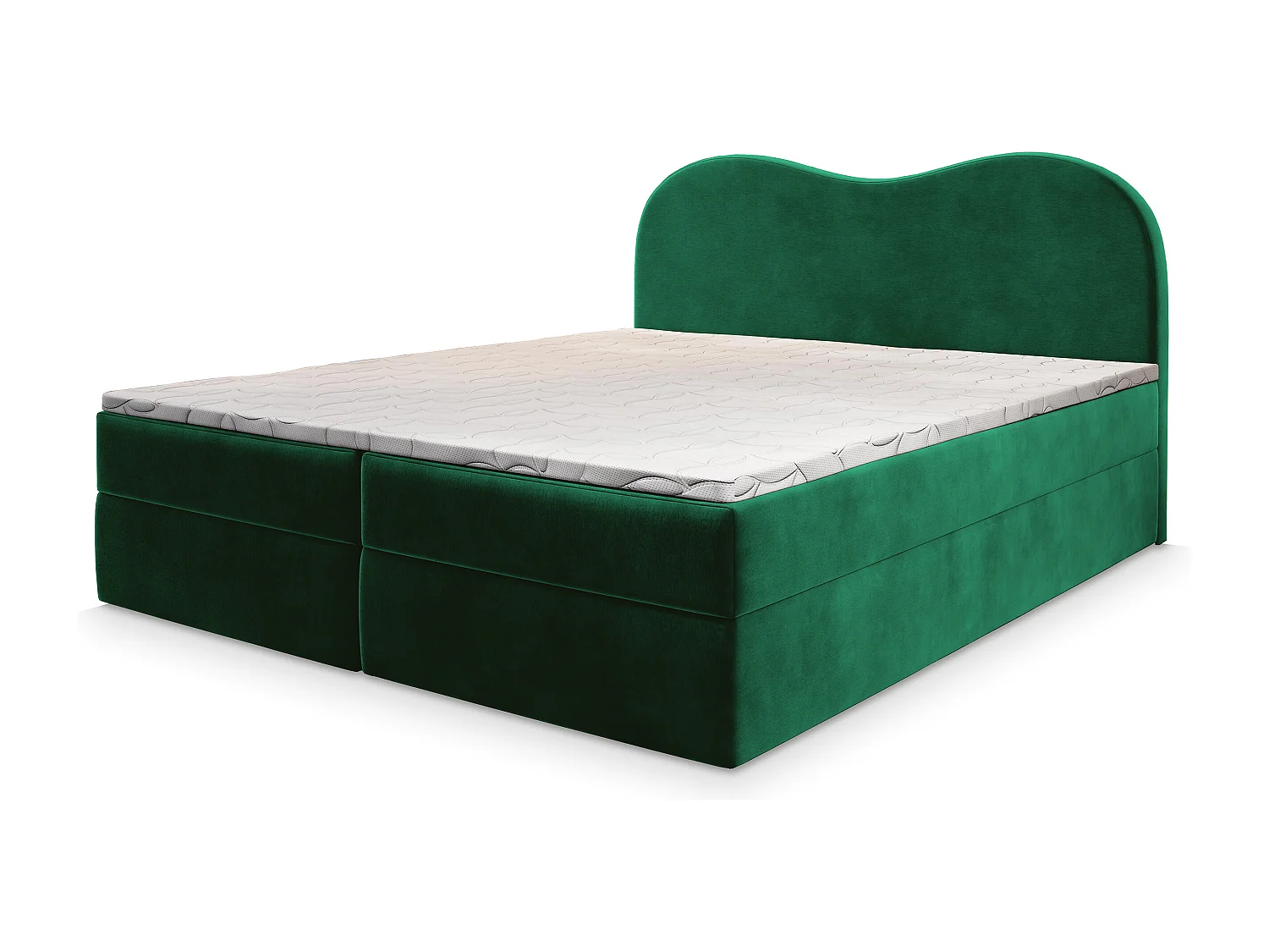 Boxspringbed FLUVIA 140x200 cm Set met hoofdbord, bedbodem en matras, Dennengroen