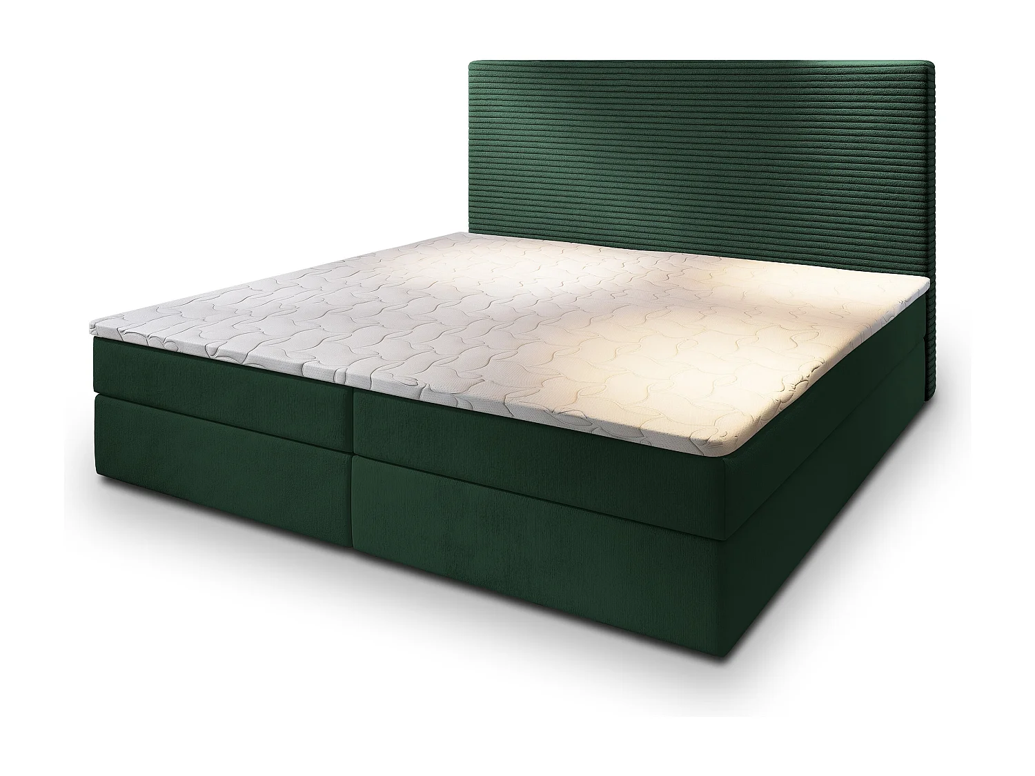 Lit continental GIARRO, 180x200 cm, Tissu pelucheux, Vert