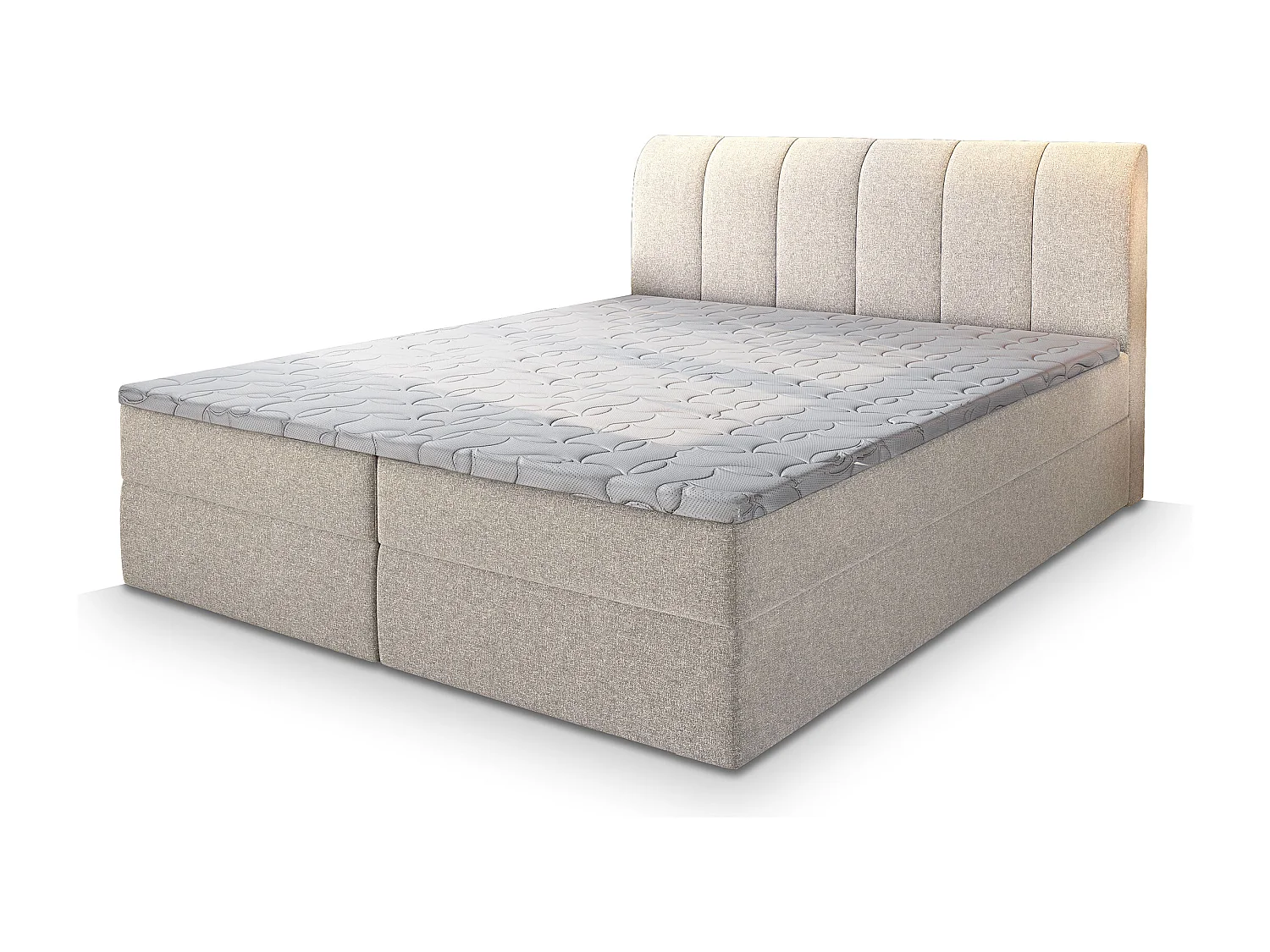 Boxspringbed CEVANO 160x200 cm Set met hoofdbord, bedbodem en matras, Beige
