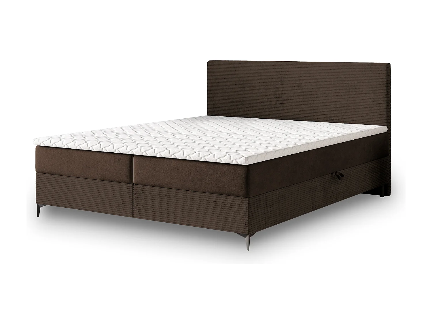 Boxspringbed TORREL 180x200 cm Set met hoofdbord, bedbodem en matras, Bruin