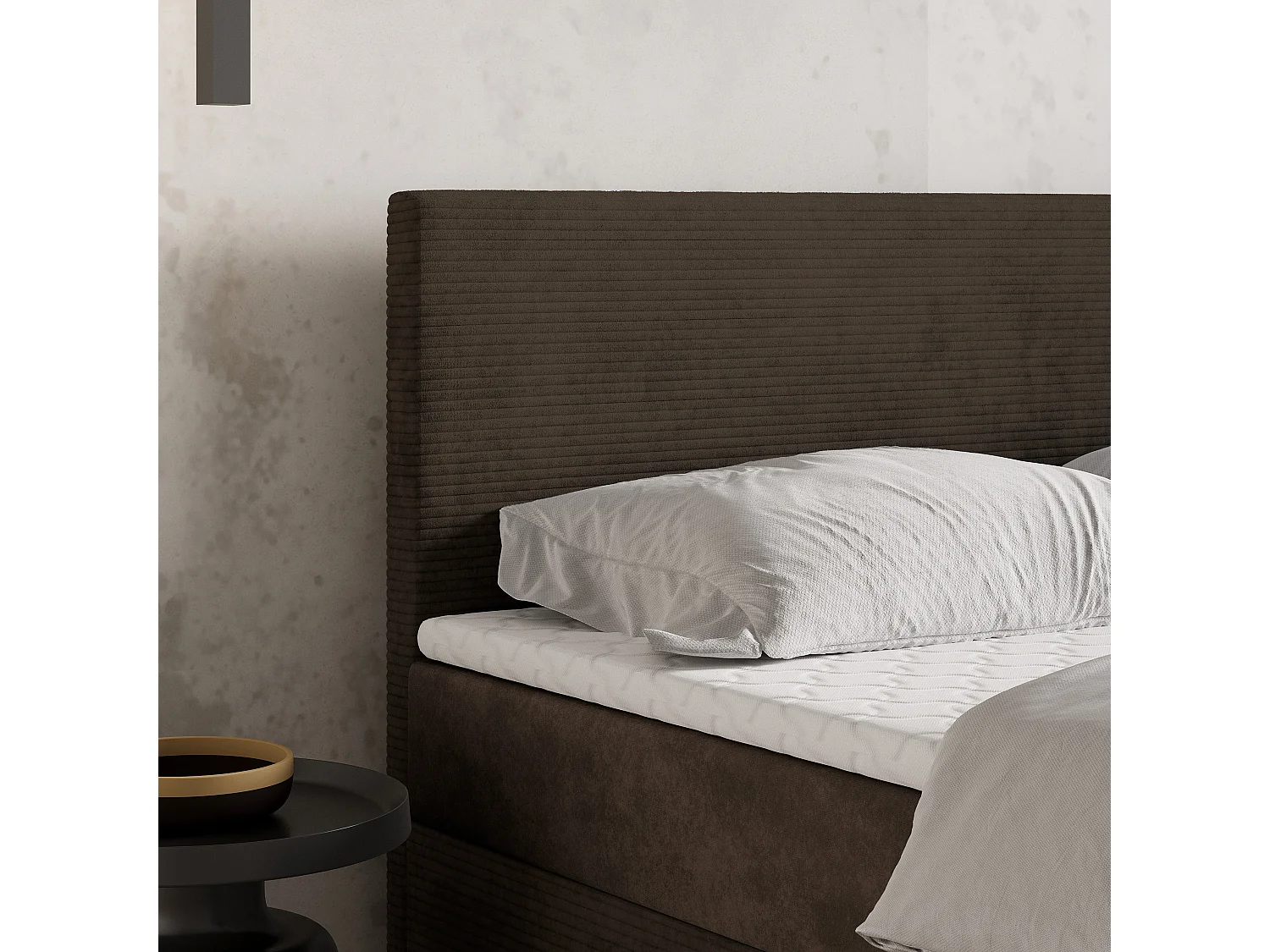 Boxspringbed TORREL 180x200 cm Set met hoofdbord, bedbodem en matras, Bruin