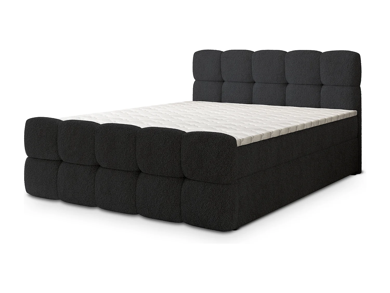 Boxspringbed BRUME 140x200 cm Set met hoofdbord, bedbodem en matras, Zwart