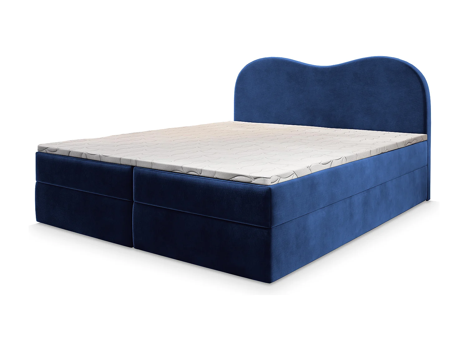 Boxspringbed FLUVIA 140x200 cm Set met hoofdbord, bedbodem en matras, Blauw