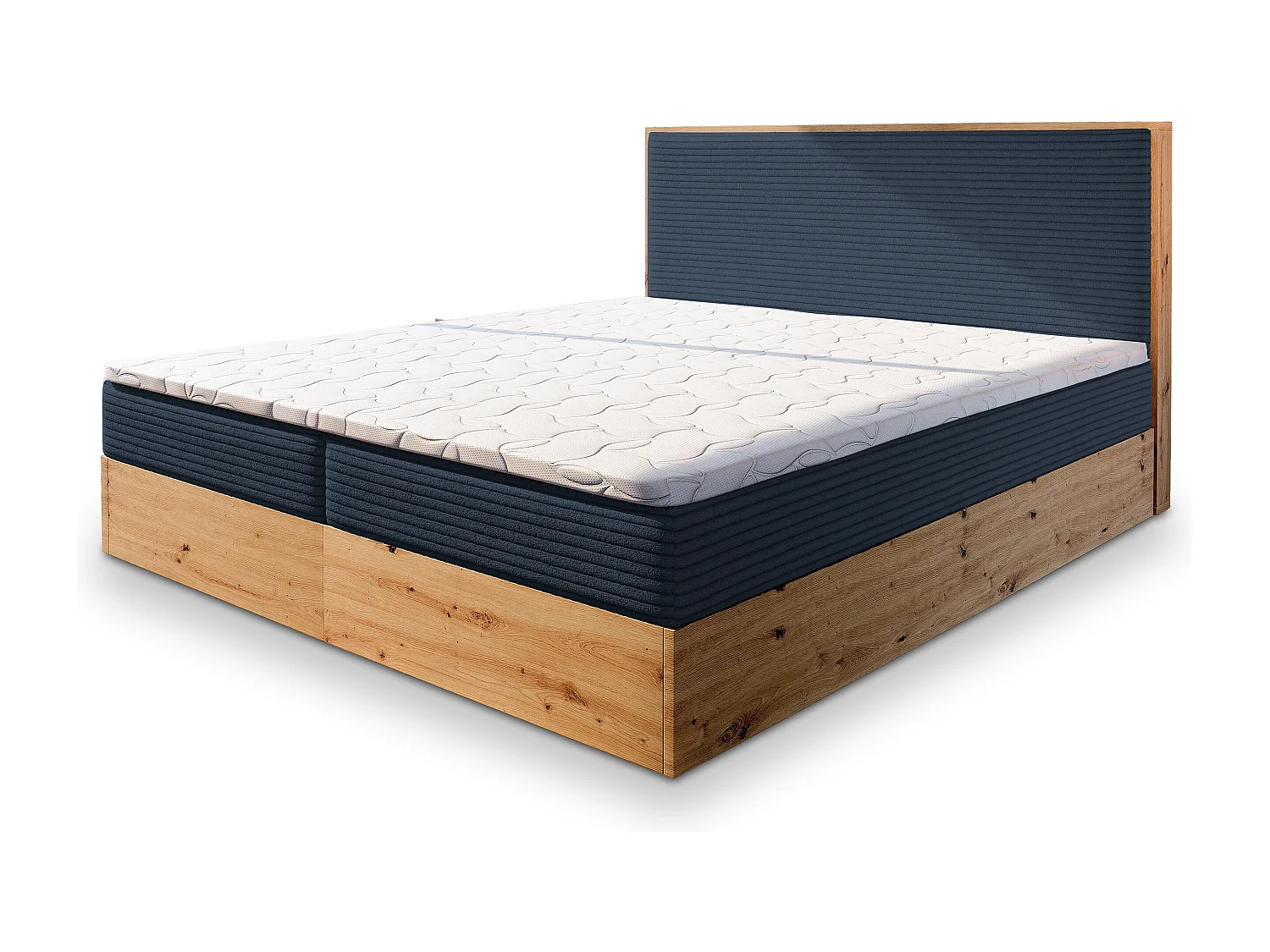 Boxspringbed VERDON 140x200 cm Set met hoofdbord, bedbodem en matras, Blauw