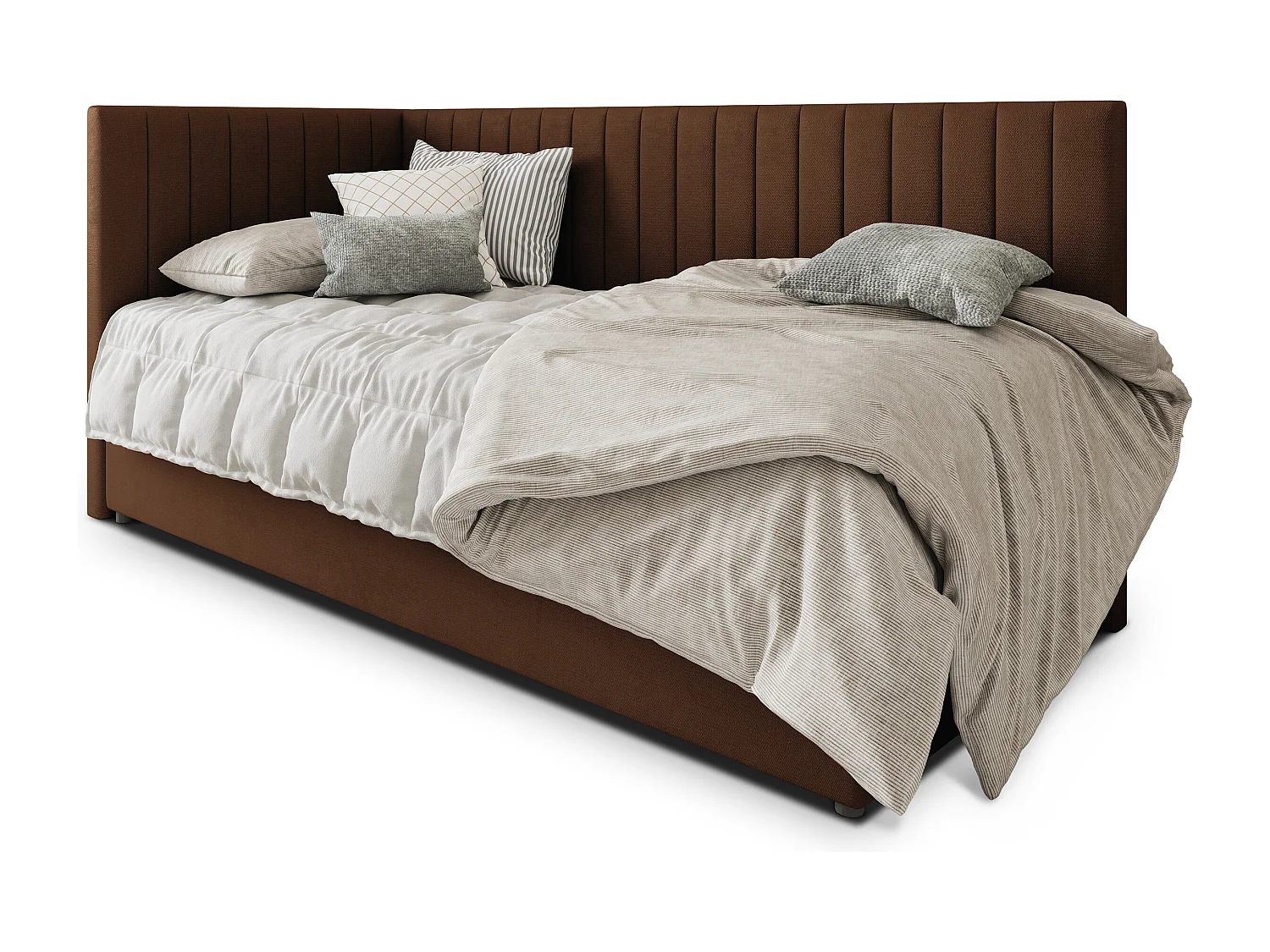Boxspringbed ARIS 80x200 cm Set met hoofdbord, bedbodem en matras, Bruin