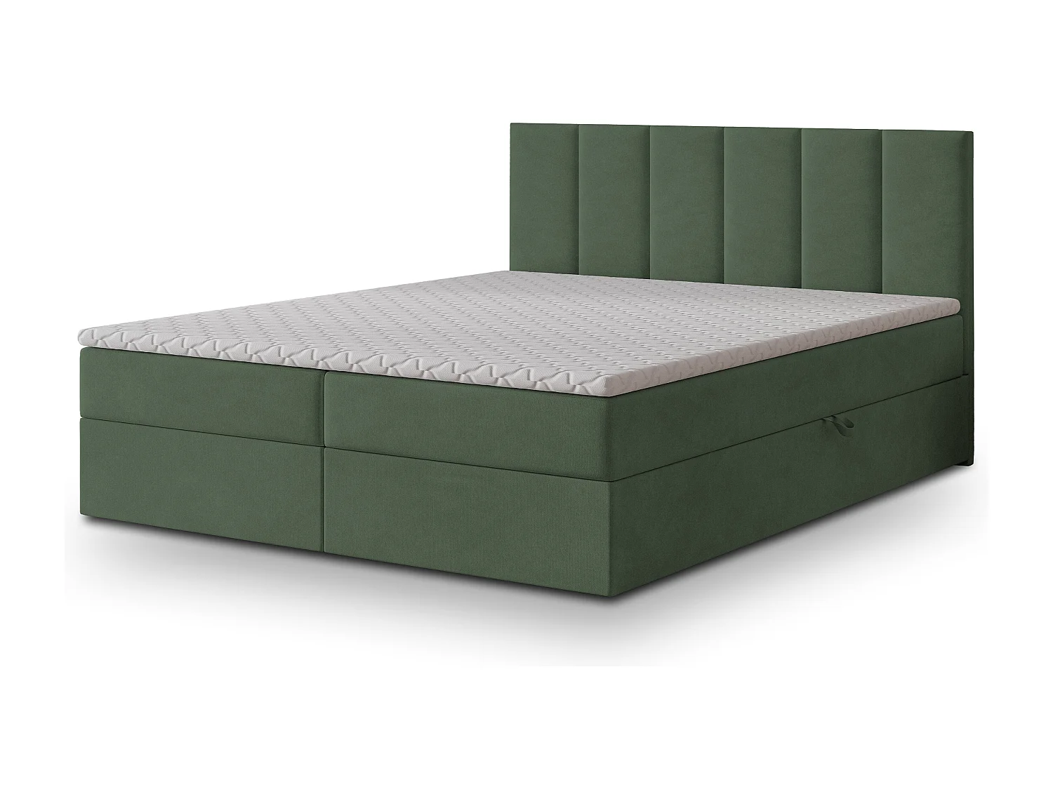 Lit continental MERIL, 140x200 cm, Tissu tressé, Vert