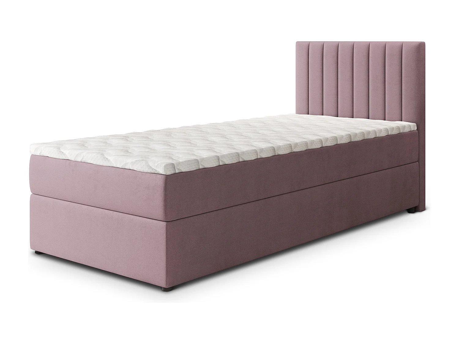 Boxspringbed BRESEL 90x200 cm Set met hoofdbord, bedbodem en matras, Poederroze