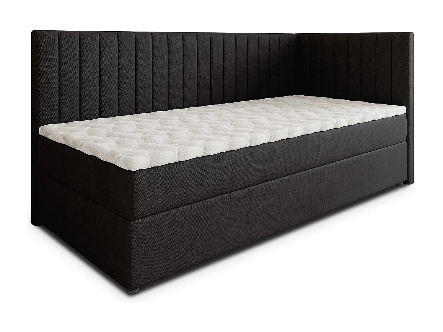 Boxspringbed ARIS 90x200 cm Set met hoofdbord, bedbodem en matras, Zwart