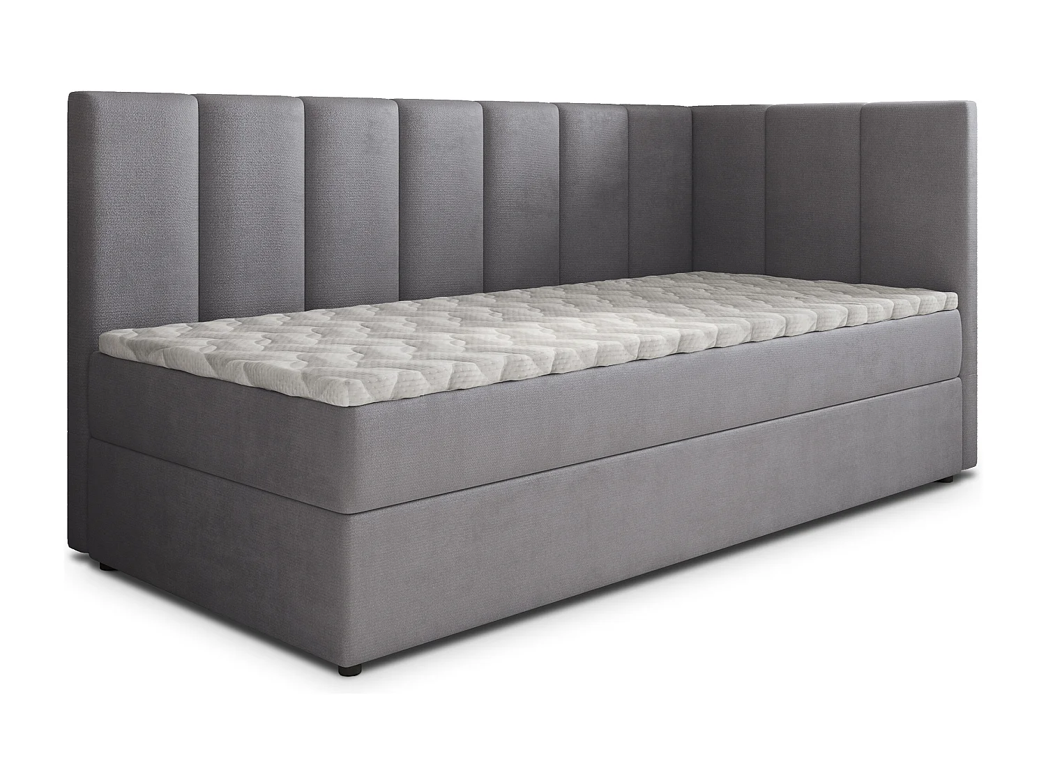Boxspringbed BEVE 100x200 cm Set met hoofdbord, bedbodem en matras, Grijs