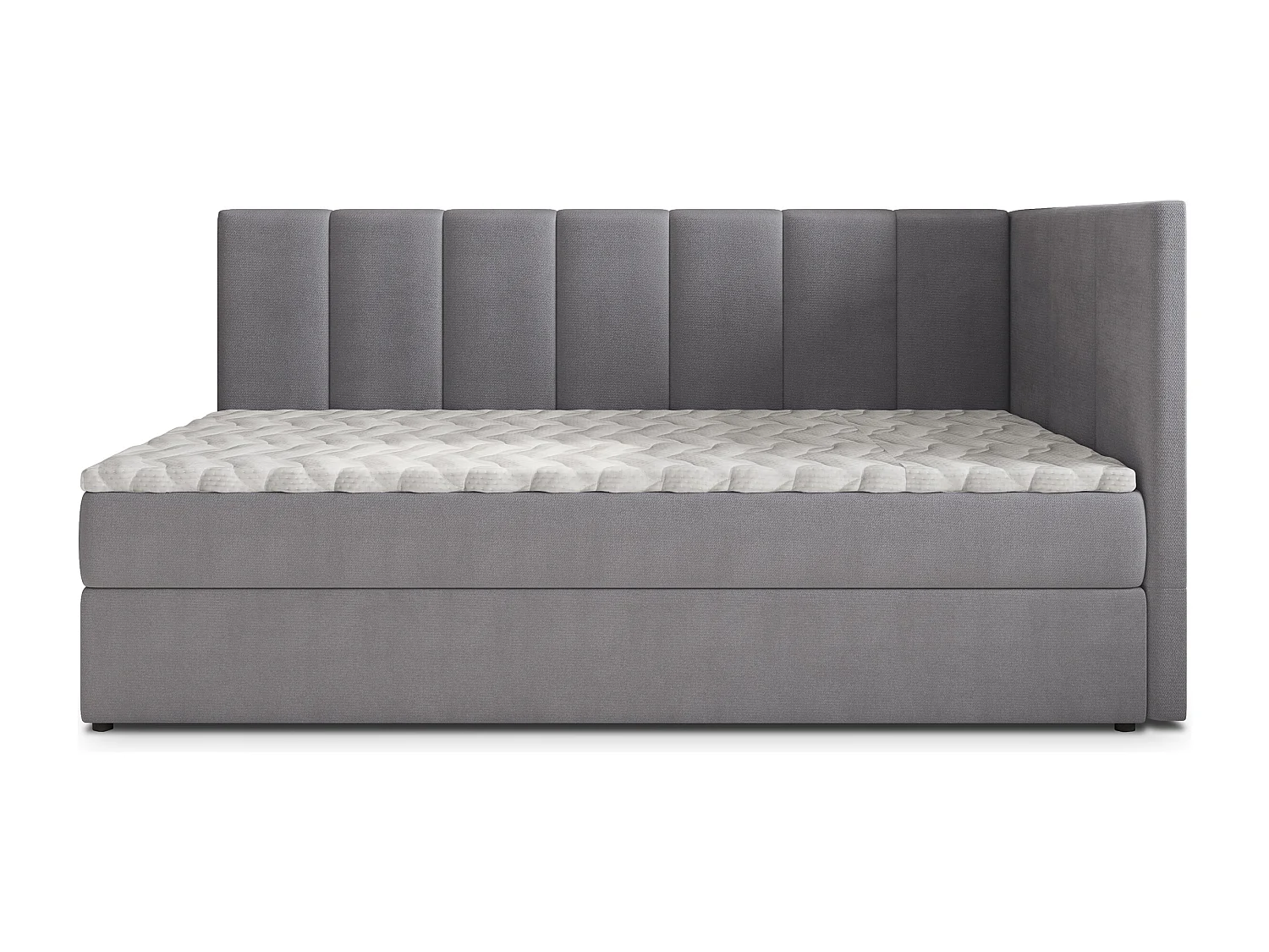 Boxspringbed BEVE 100x200 cm Set met hoofdbord, bedbodem en matras, Grijs