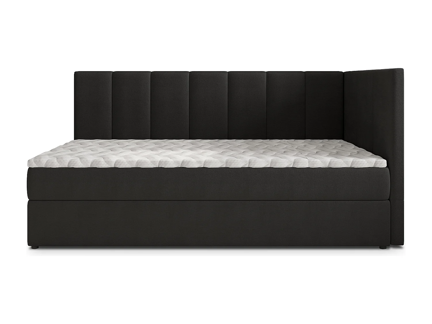 Boxspringbed BEVE 90x200 cm Set met hoofdbord, bedbodem en matras, Zwart