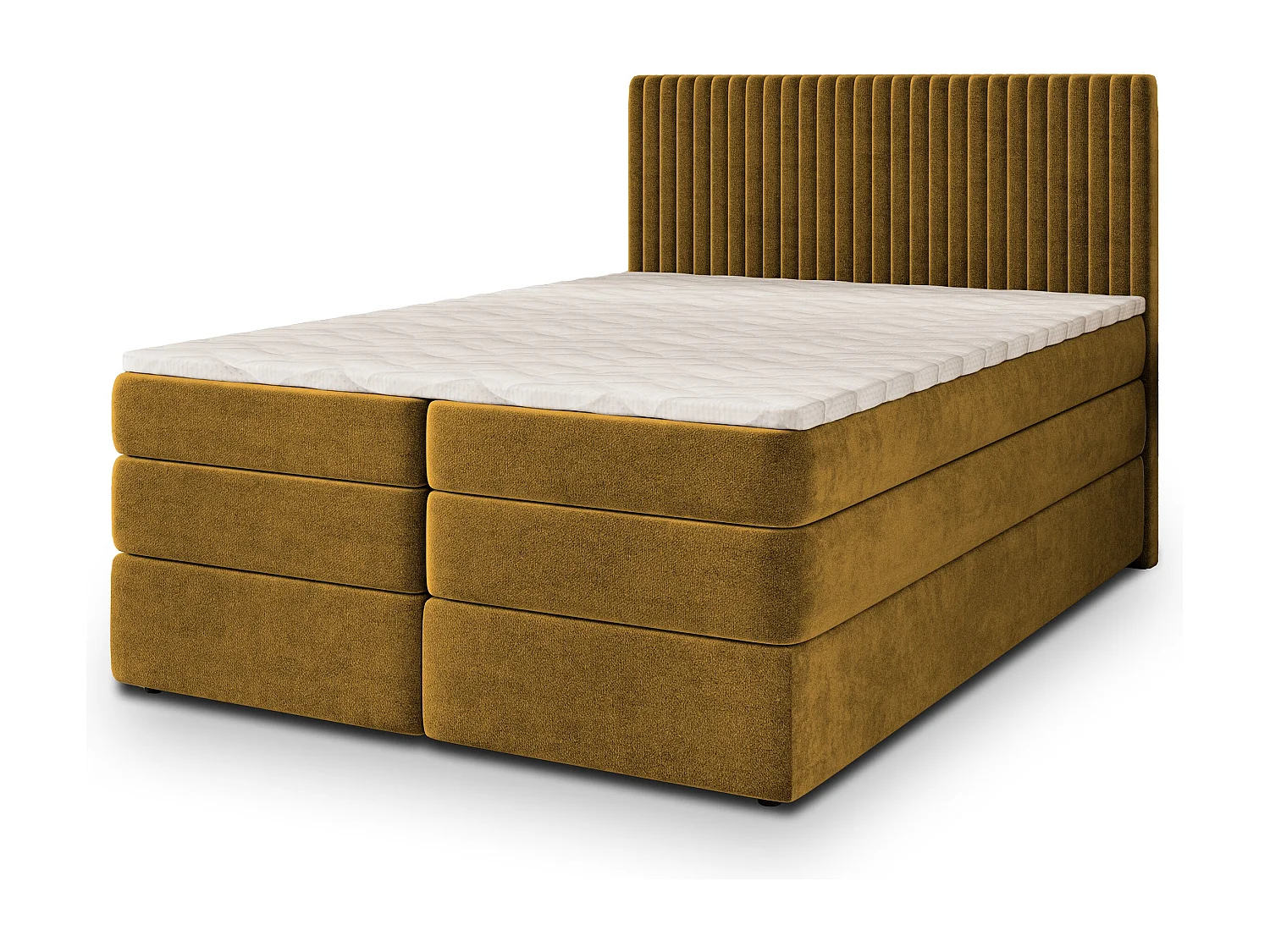 Boxspringbed FELBIO 180x200 cm Set met hoofdbord, bedbodem en matras, Geel