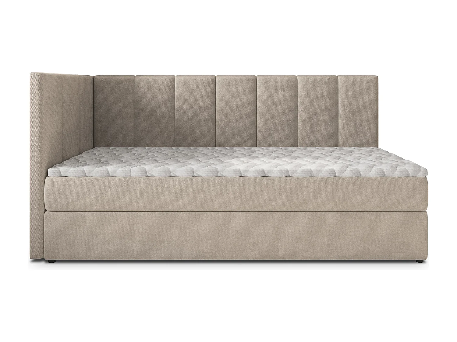 Boxspringbed BEVE 90x200 cm Set met hoofdbord, bedbodem en matras, Beige
