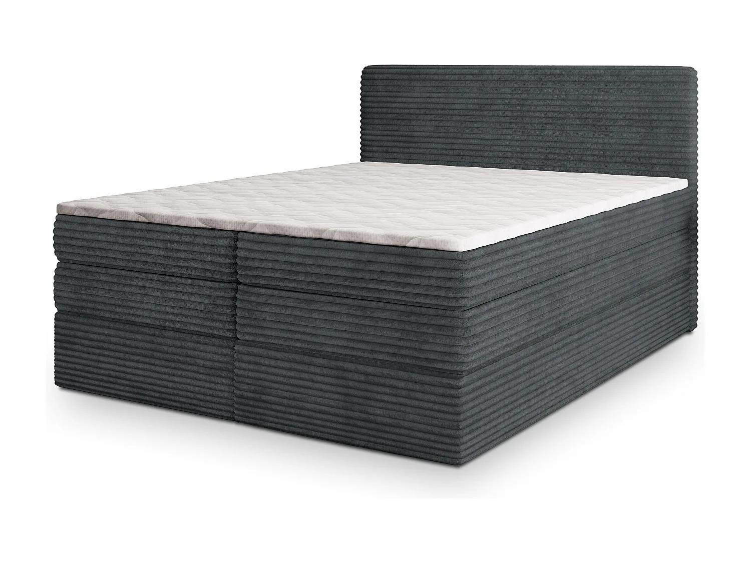 Boxspringbed LUNERA 180x200 cm Set met hoofdbord, bedbodem en matras, Grijs