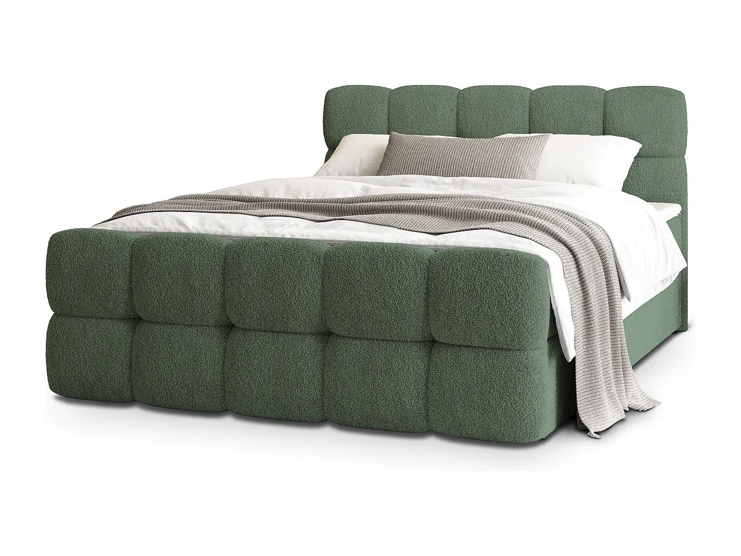 Boxspringbed BRUME 160x200 cm Set met hoofdbord, bedbodem en matras, Groen
