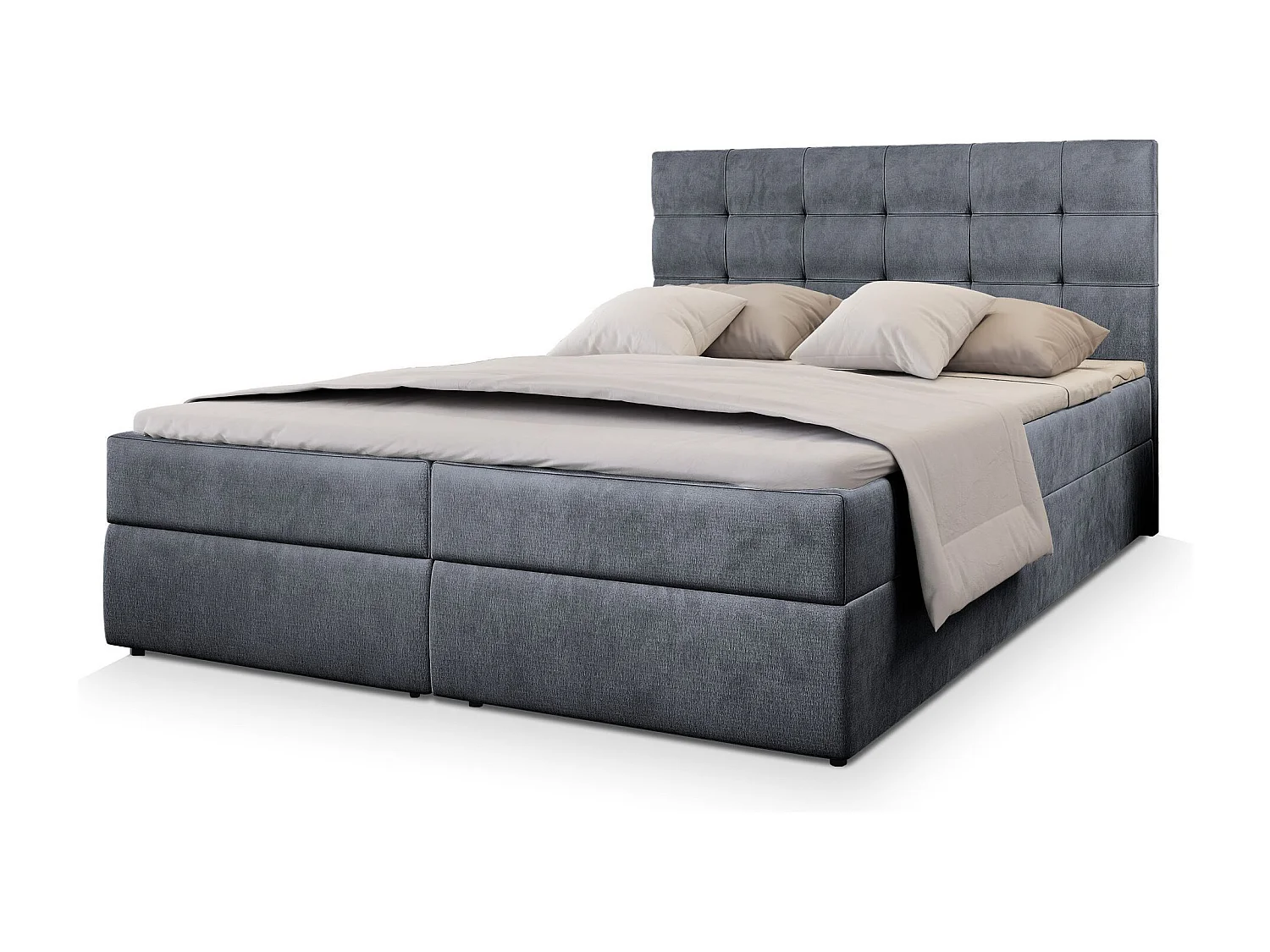 Boxspringbed GLOS 140x200 cm Set met hoofdbord, bedbodem en matras, Grijs