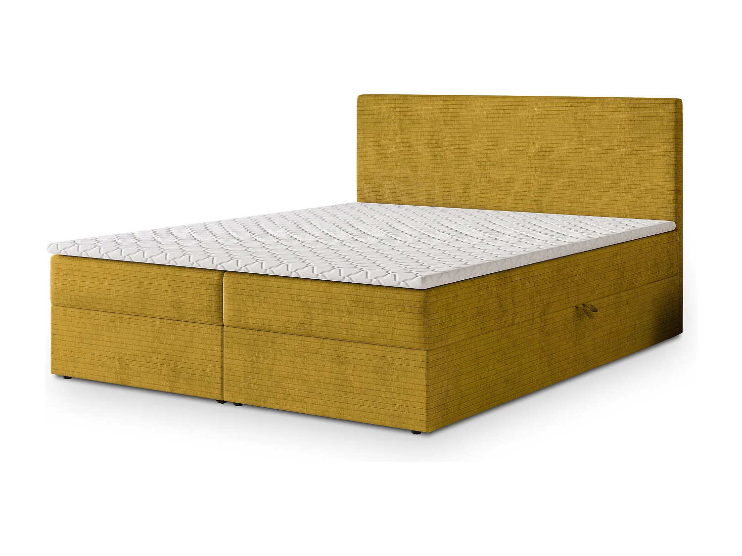Lit continental NIRA, 160x200 cm, Tissu pelucheux, Jaune