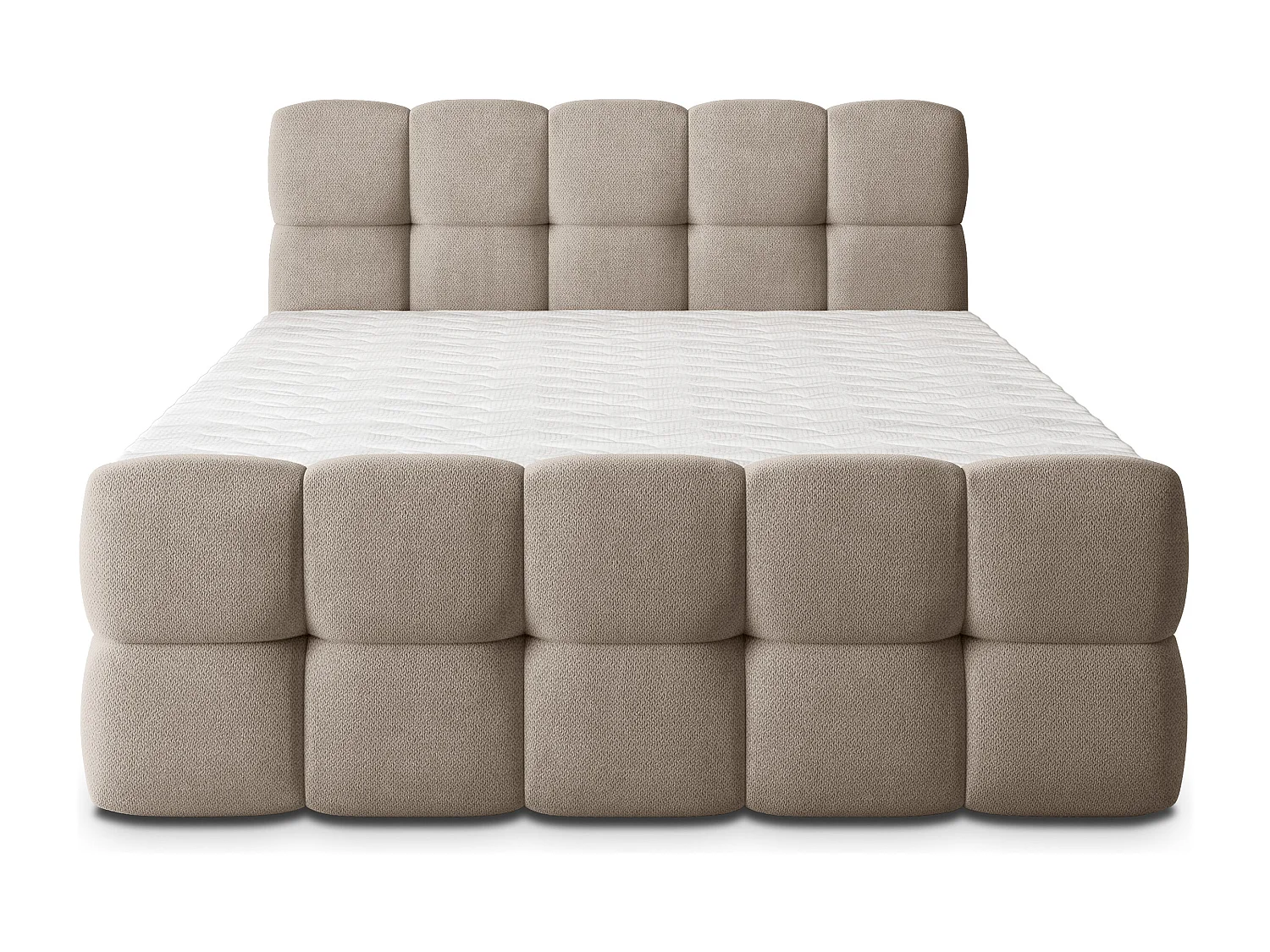 Boxspringbed BRUME 140x200 cm Set met hoofdbord, bedbodem en matras, Beige