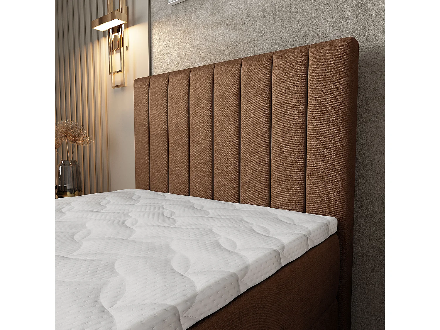 Boxspringbed ARION 100x200 cm Set met hoofdbord, bedbodem en matras, Bruin