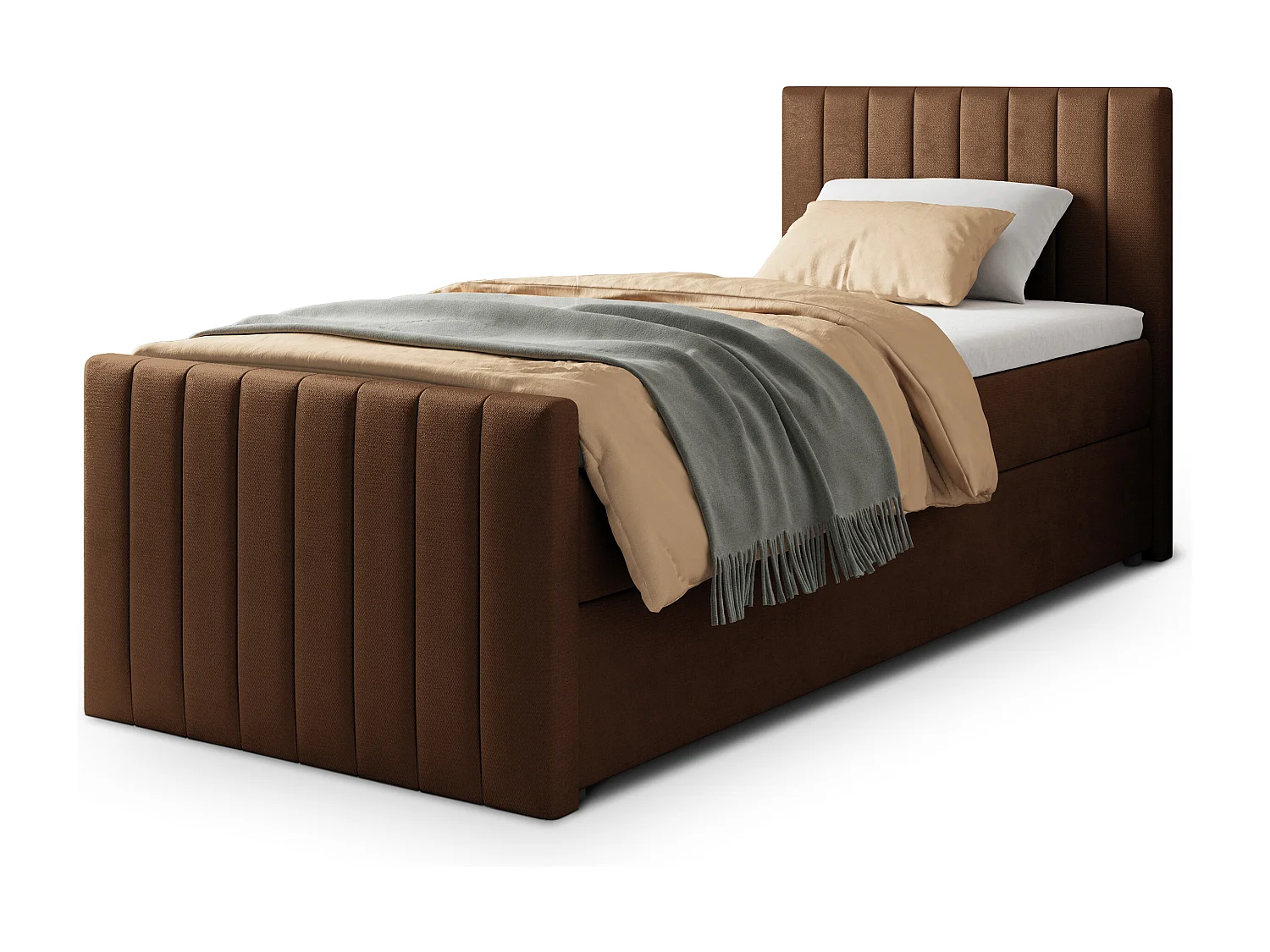 Boxspringbed ARION 100x200 cm Set met hoofdbord, bedbodem en matras, Bruin