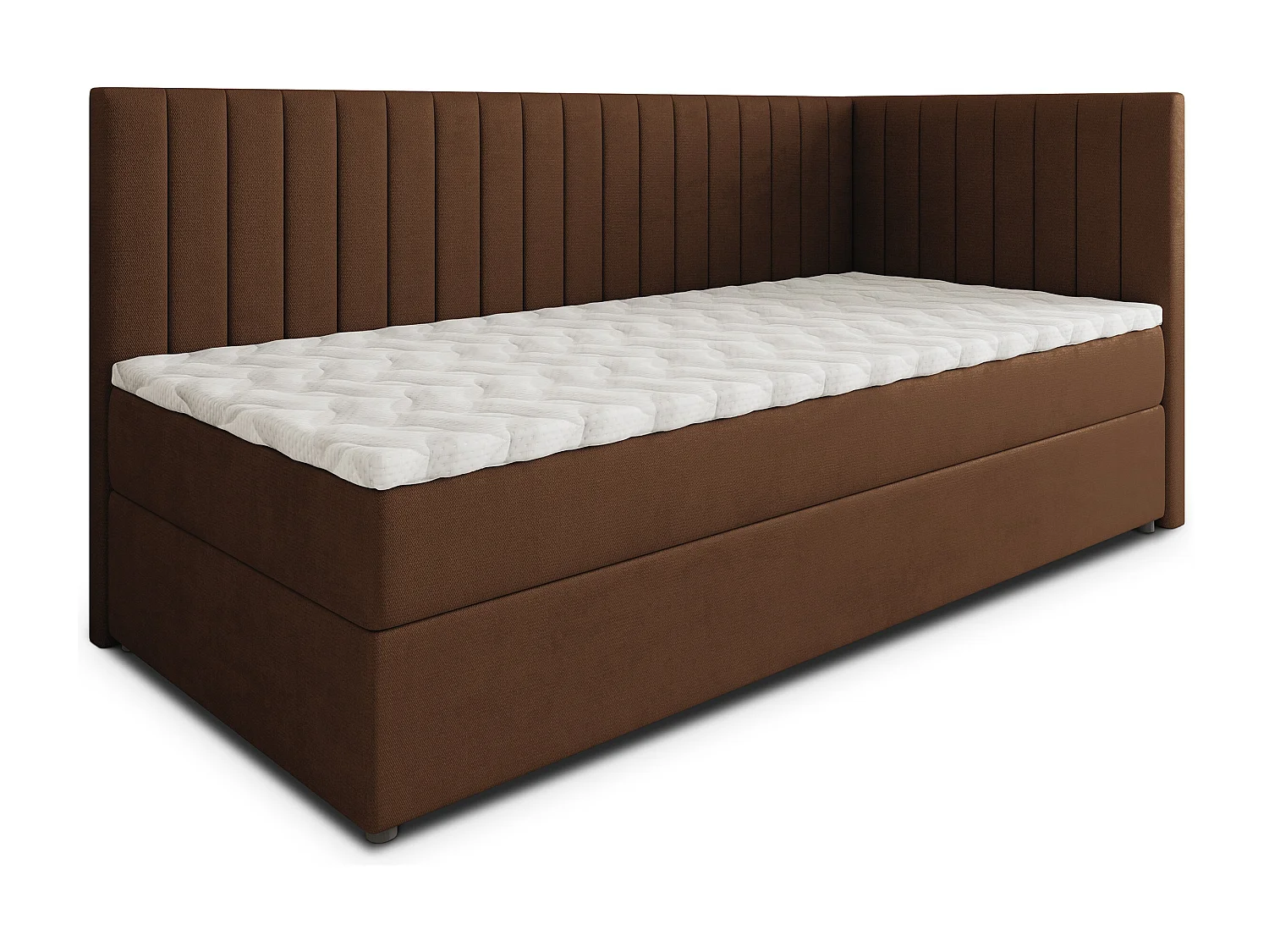 Boxspringbed ARIS 100x200 cm Set met hoofdbord, bedbodem en matras, Bruin