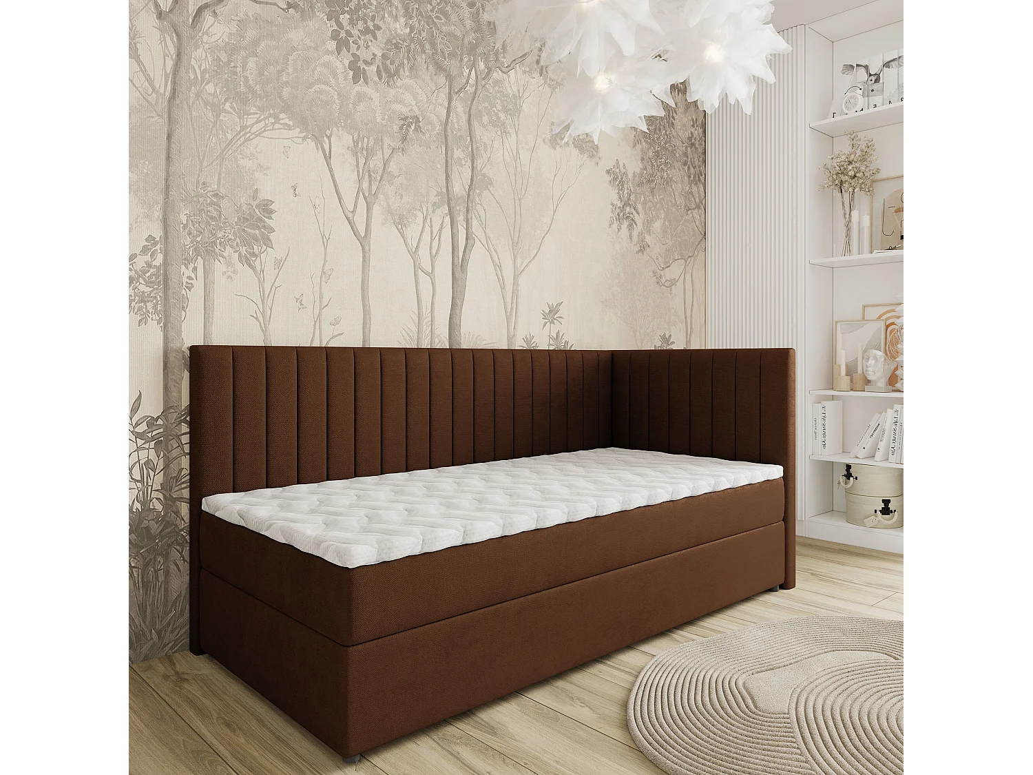 Boxspringbed ARIS 100x200 cm Set met hoofdbord, bedbodem en matras, Bruin