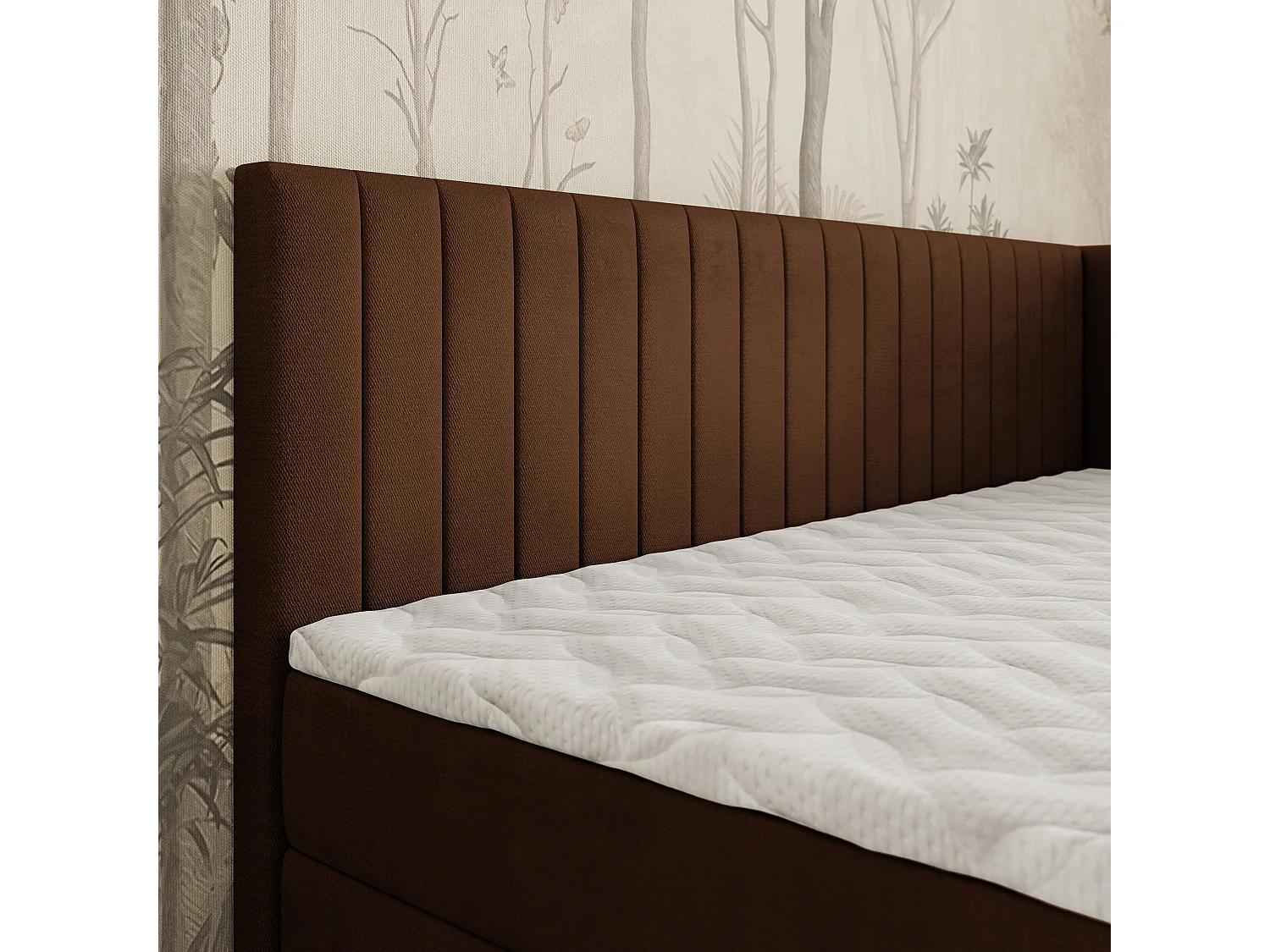 Boxspringbed ARIS 100x200 cm Set met hoofdbord, bedbodem en matras, Bruin