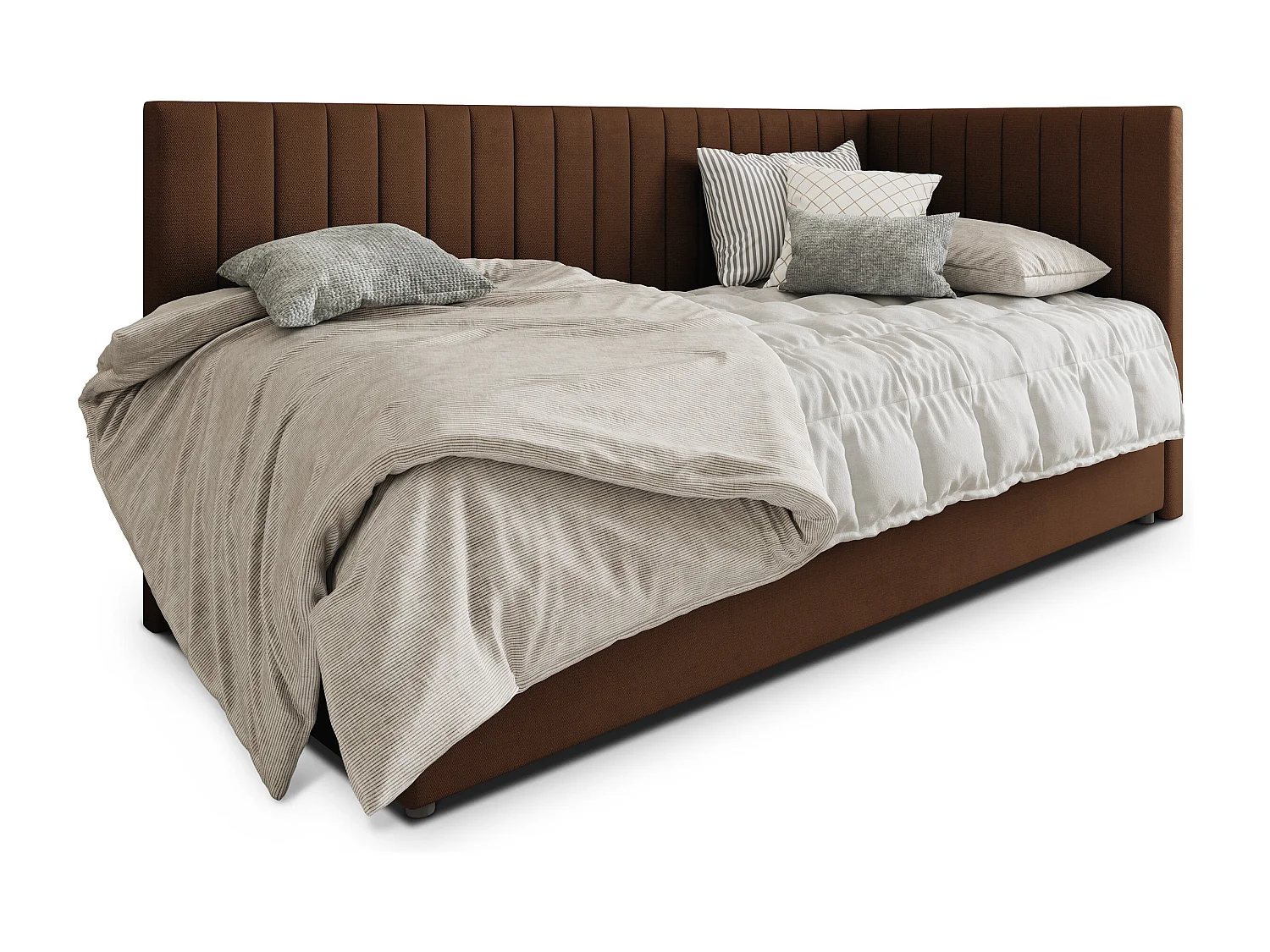 Boxspringbed ARIS 100x200 cm Set met hoofdbord, bedbodem en matras, Bruin