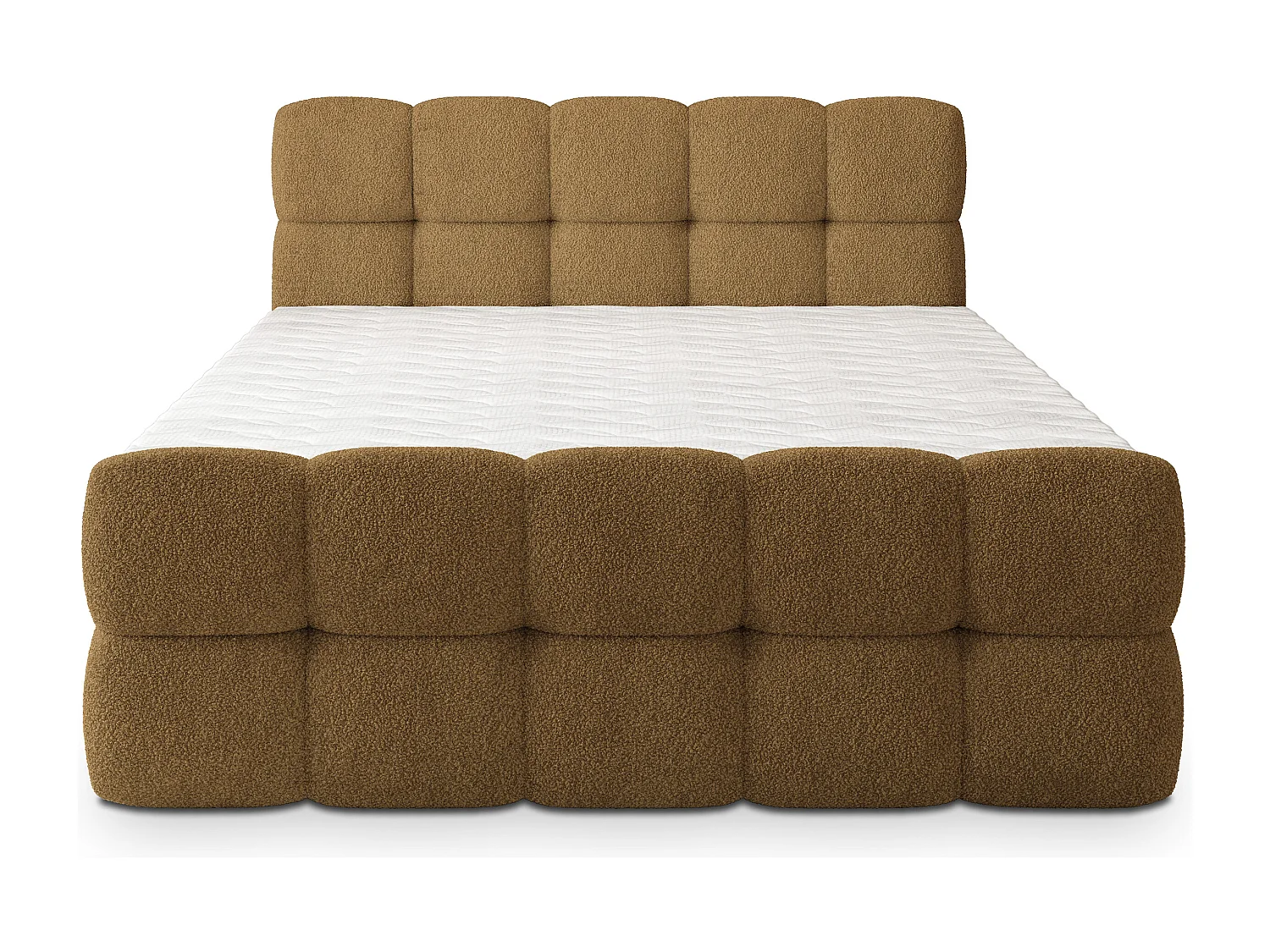 Boxspringbed BRUME 140x200 cm Set met hoofdbord, bedbodem en matras, Mosterdkleur
