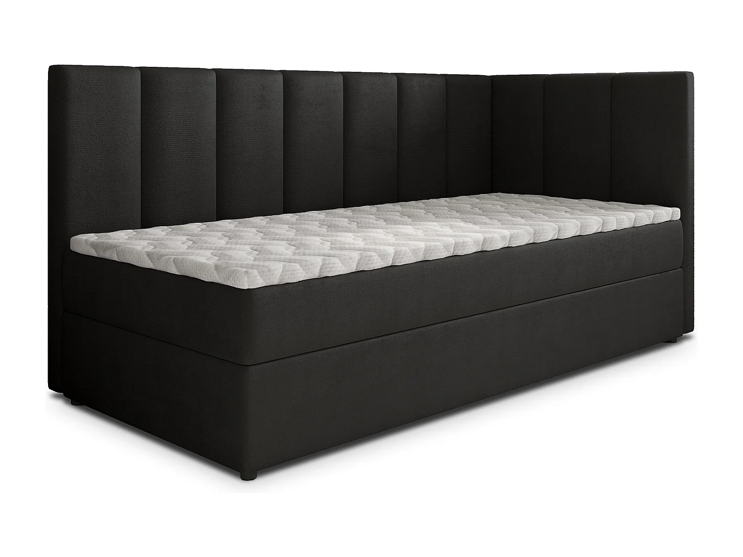 Boxspringbed BEVE 100x200 cm Set met hoofdbord, bedbodem en matras, Zwart