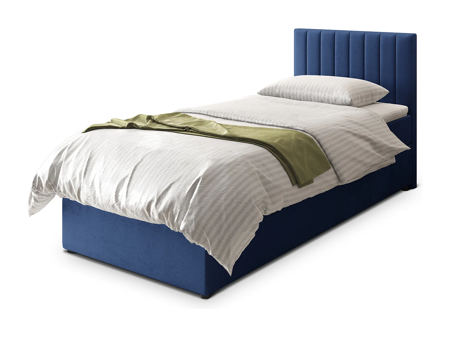 Boxspringbed BRESEL 90x200 cm Set met hoofdbord, bedbodem en matras, Blauw