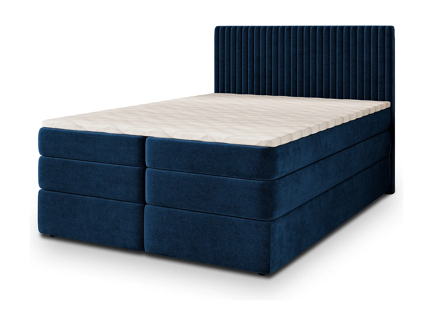 Boxspringbed FELBIO 180x200 cm Set met hoofdbord, bedbodem en matras, Blauw