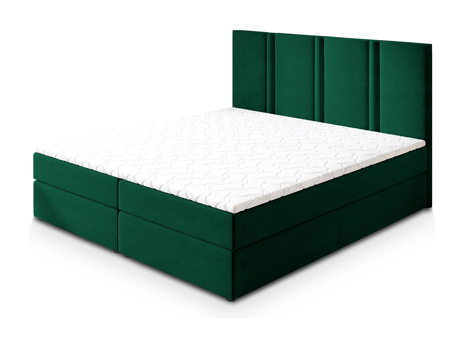 Lit continental LARIO, 140x200 cm, Tissu pelucheux, Vert