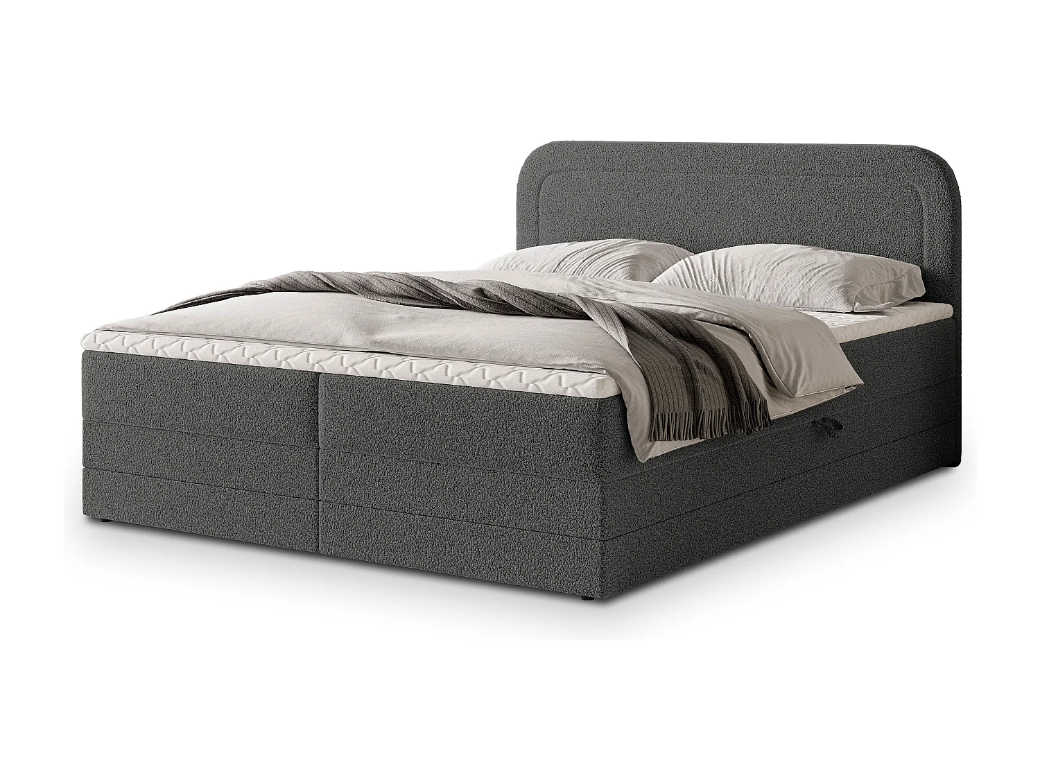 Boxspringbed ARMEL 140x200 cm Set met hoofdbord, bedbodem en matras, Grijs