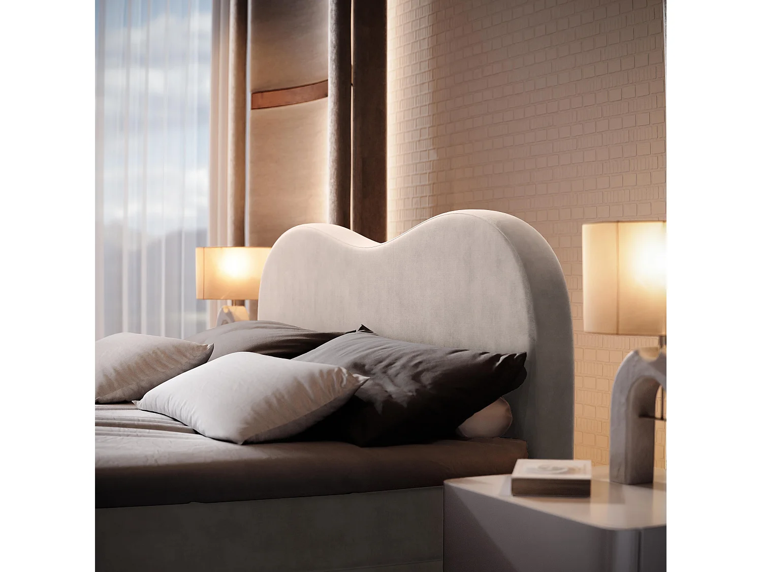 Boxspringbed FLUVIA 140x200 cm Set met hoofdbord, bedbodem en matras, Crème