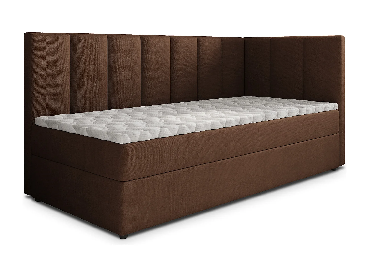 Boxspringbed BEVE 80x200 cm Set met hoofdbord, bedbodem en matras, Bruin