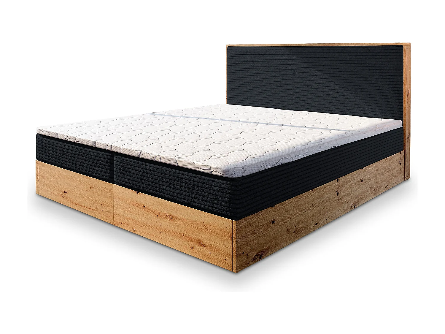 Boxspringbed VERDON 140x200 cm Set met hoofdbord, bedbodem en matras, Zwart
