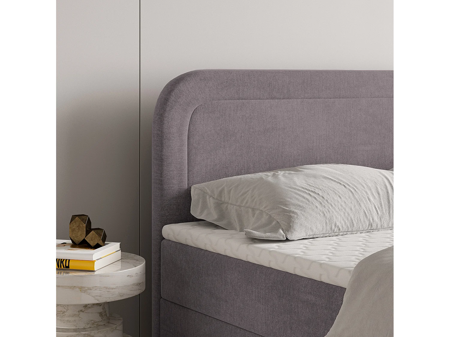Boxspringbed ARMEL 180x200 cm Set met hoofdbord, bedbodem en matras, Paars