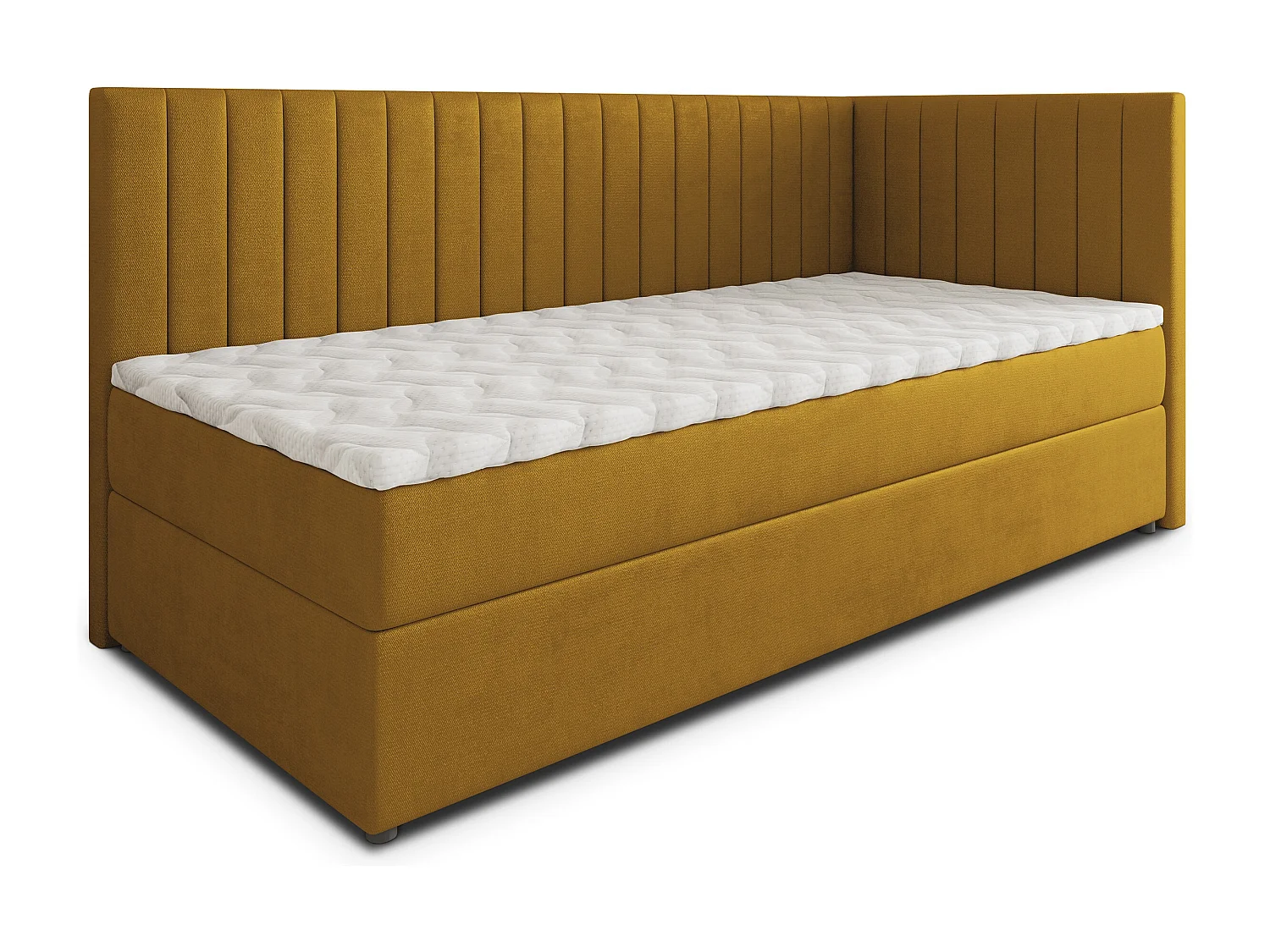 Boxspringbed ARIS 100x200 cm Set met hoofdbord, bedbodem en matras, Geel