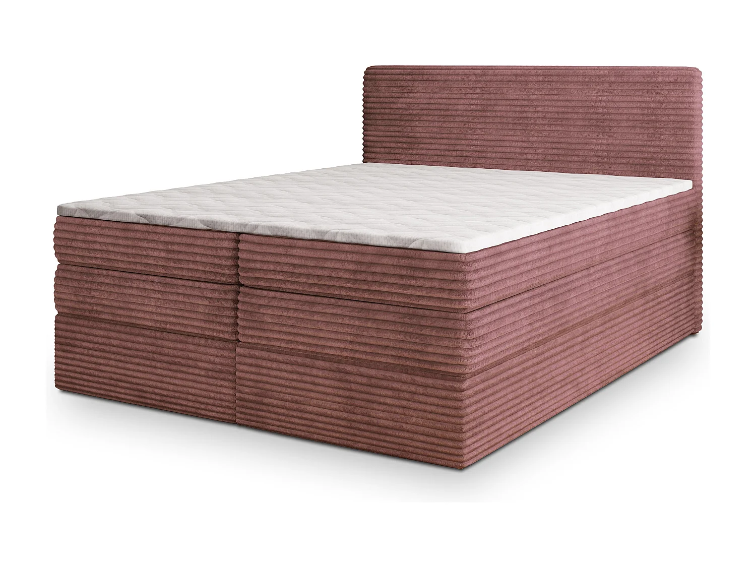 Boxspringbed LUNERA 140x200 cm Set met hoofdbord, bedbodem en matras, Poederroze