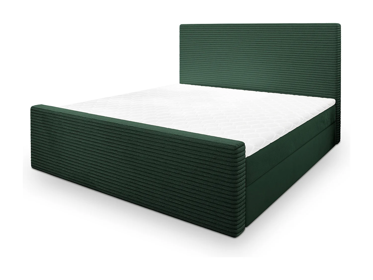 Lit continental ALORIA, 180x200 cm, Tissu pelucheux, Vert