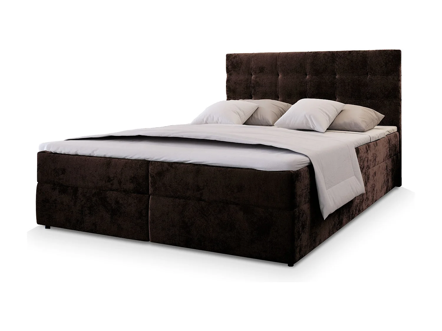 Boxspringbed GLOS 140x200 cm Set met hoofdbord, bedbodem en matras, Bruin