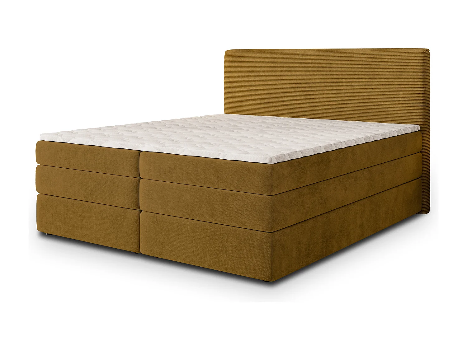Lit continental MATERN, 140x200 cm, Tissu pelucheux, Jaune