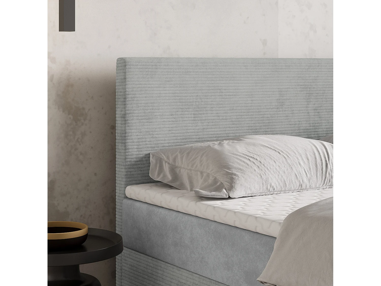 Boxspringbed TORREL 140x200 cm Set met hoofdbord, bedbodem en matras, Lichtgrijs