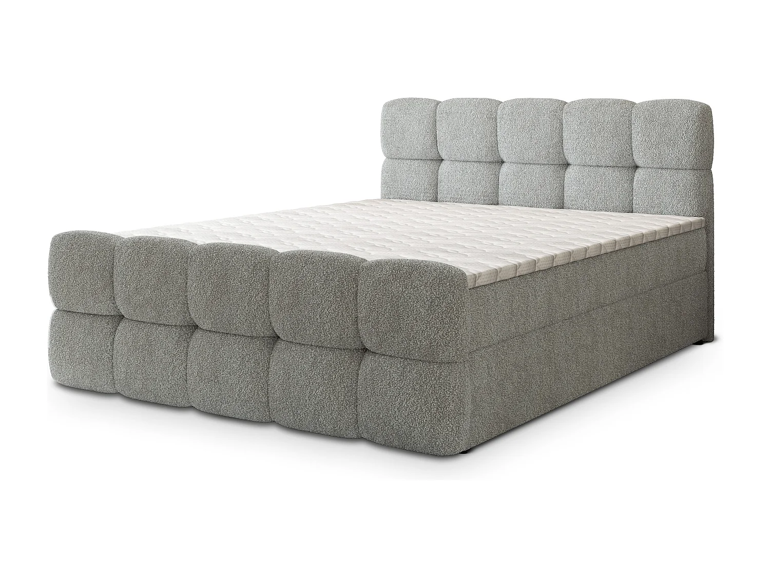 Boxspringbed BRUME 140x200 cm Set met hoofdbord, bedbodem en matras, Lichtgrijs