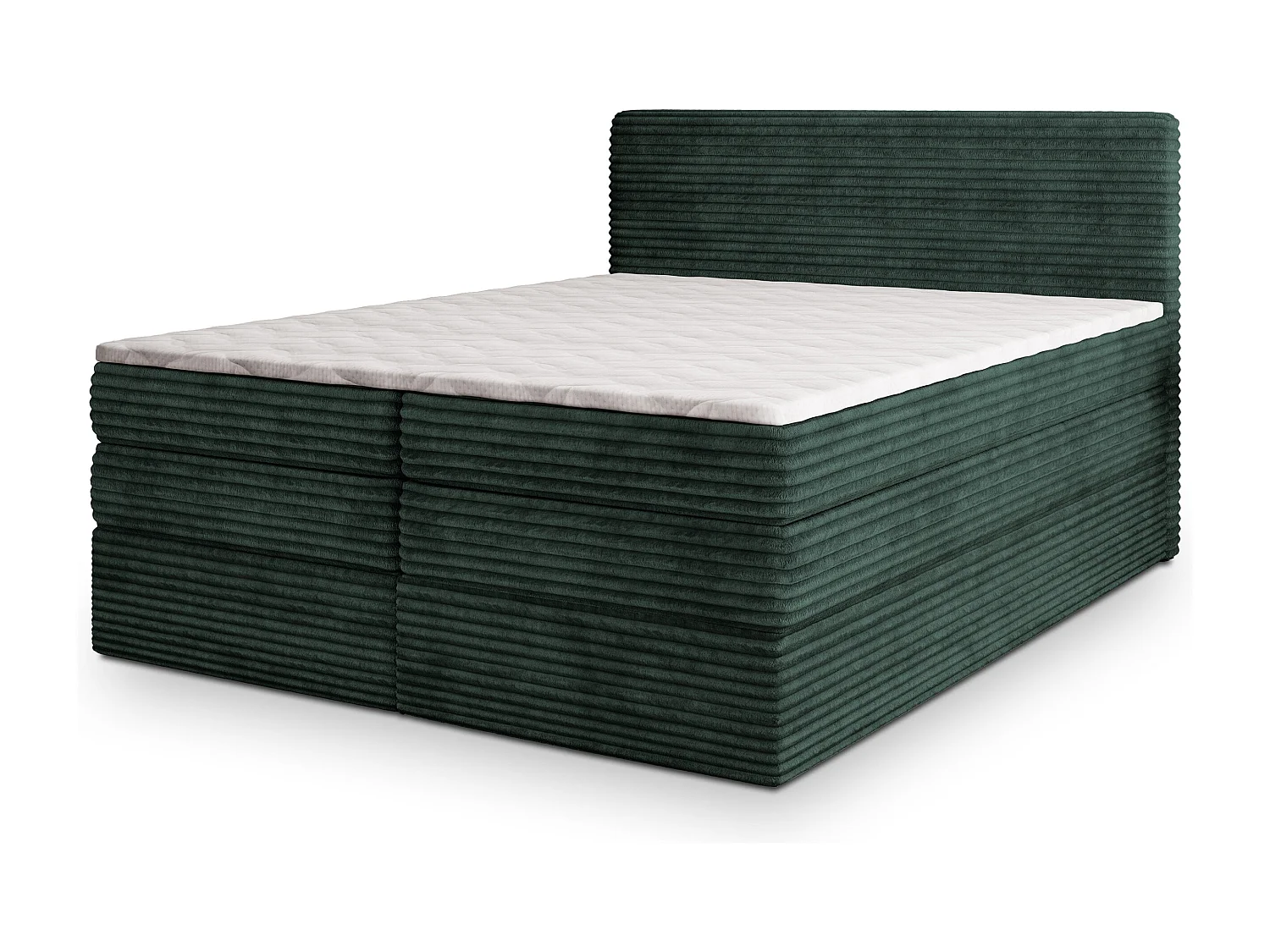 Boxspringbed LUNERA 180x200 cm Set met hoofdbord, bedbodem en matras, Dennengroen