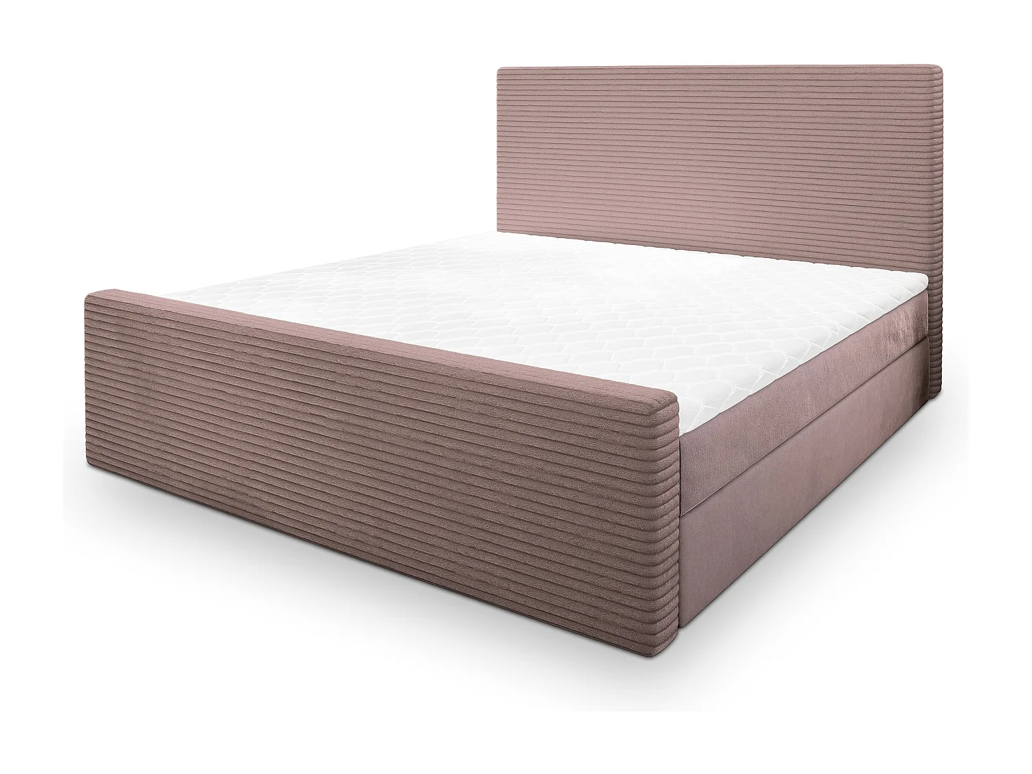 Lit continental ALORIA, 160x200 cm, Tissu pelucheux, Rose