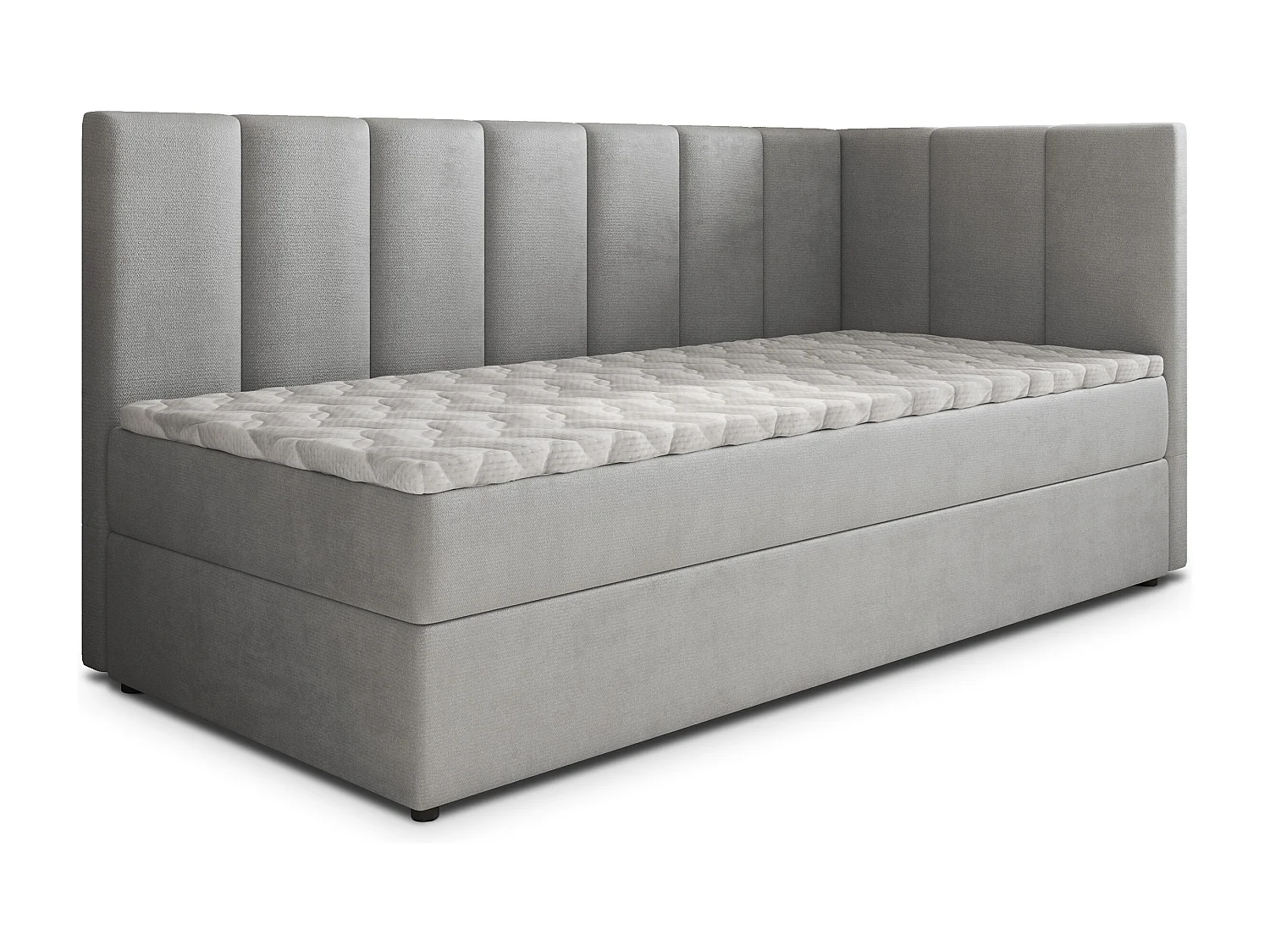 Boxspringbed BEVE 90x200 cm Set met hoofdbord, bedbodem en matras, Lichtgrijs